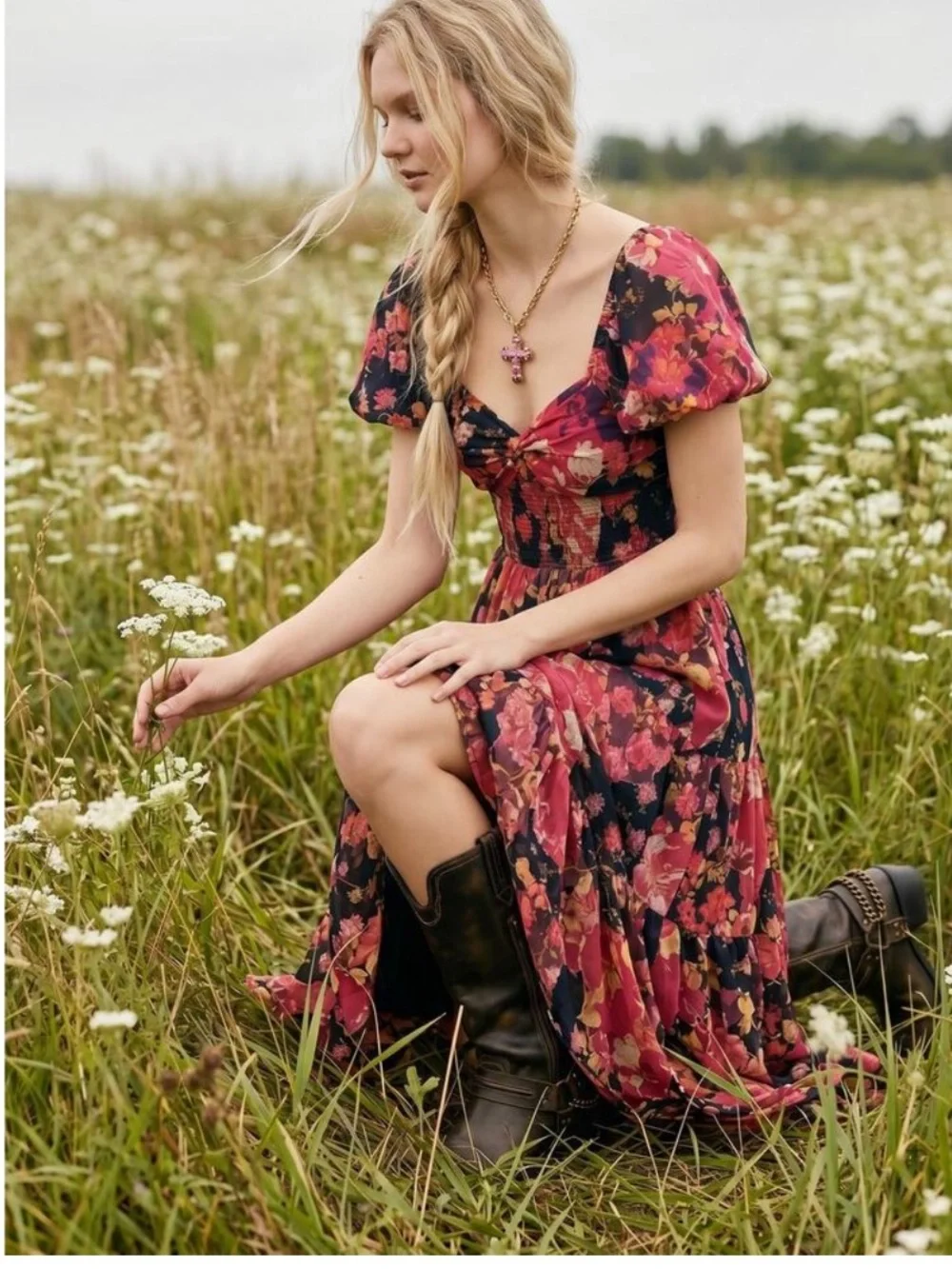 Free People Sun-drenched floral patchwork summer dress medium